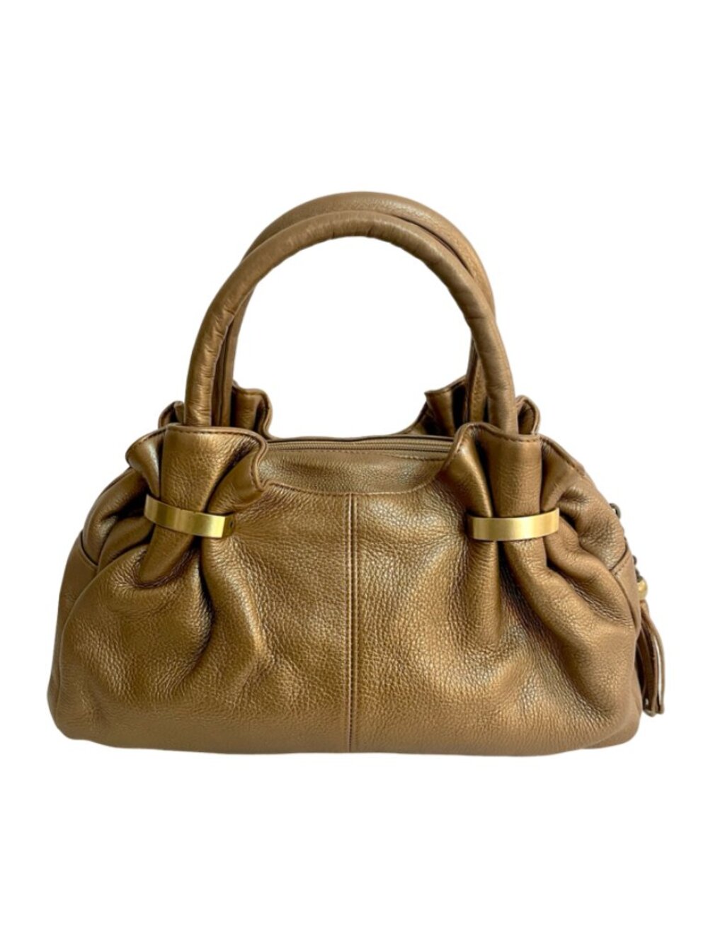 Soprano Soft Leather Satchel Handbag Taupe Beige Slouch Purse
